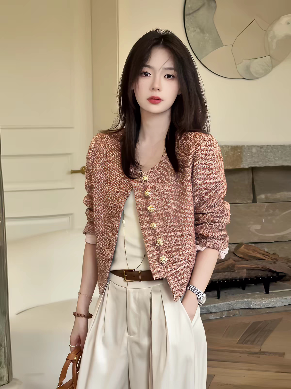 春秋新款名媛小香风高级感显瘦轻奢洋气短款外套女粗花呢百搭上衣