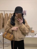 羊羔毛外套女毛绒上衣宽松立领短款 2025年秋冬季 新款 加棉加厚棉服