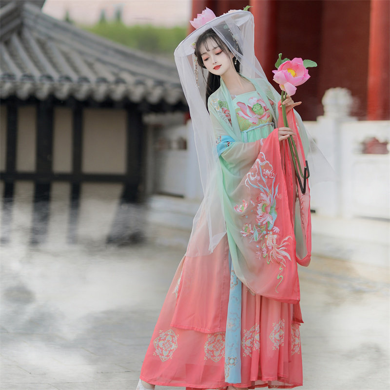 唐制汉服女款诃子裙春夏季国风大袖衫原创古装超仙广袖流仙齐胸裙