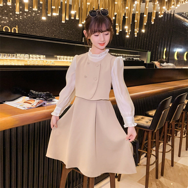 儿童装假两件套连衣裙2025新款韩版春秋装公主裙女童中大童裙子潮