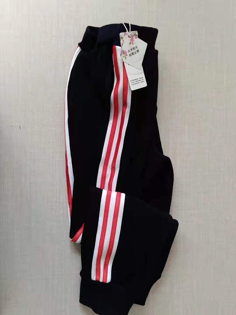 中小学校白条两道红杠黑蓝班服