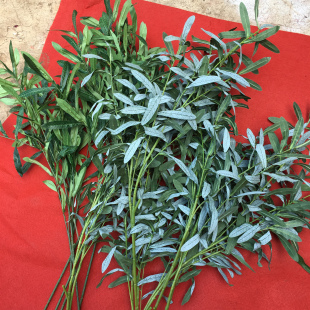 仿真橄榄枝婚庆橄榄叶植物墙装饰婚礼布置酒店软装插花配草绿叶子