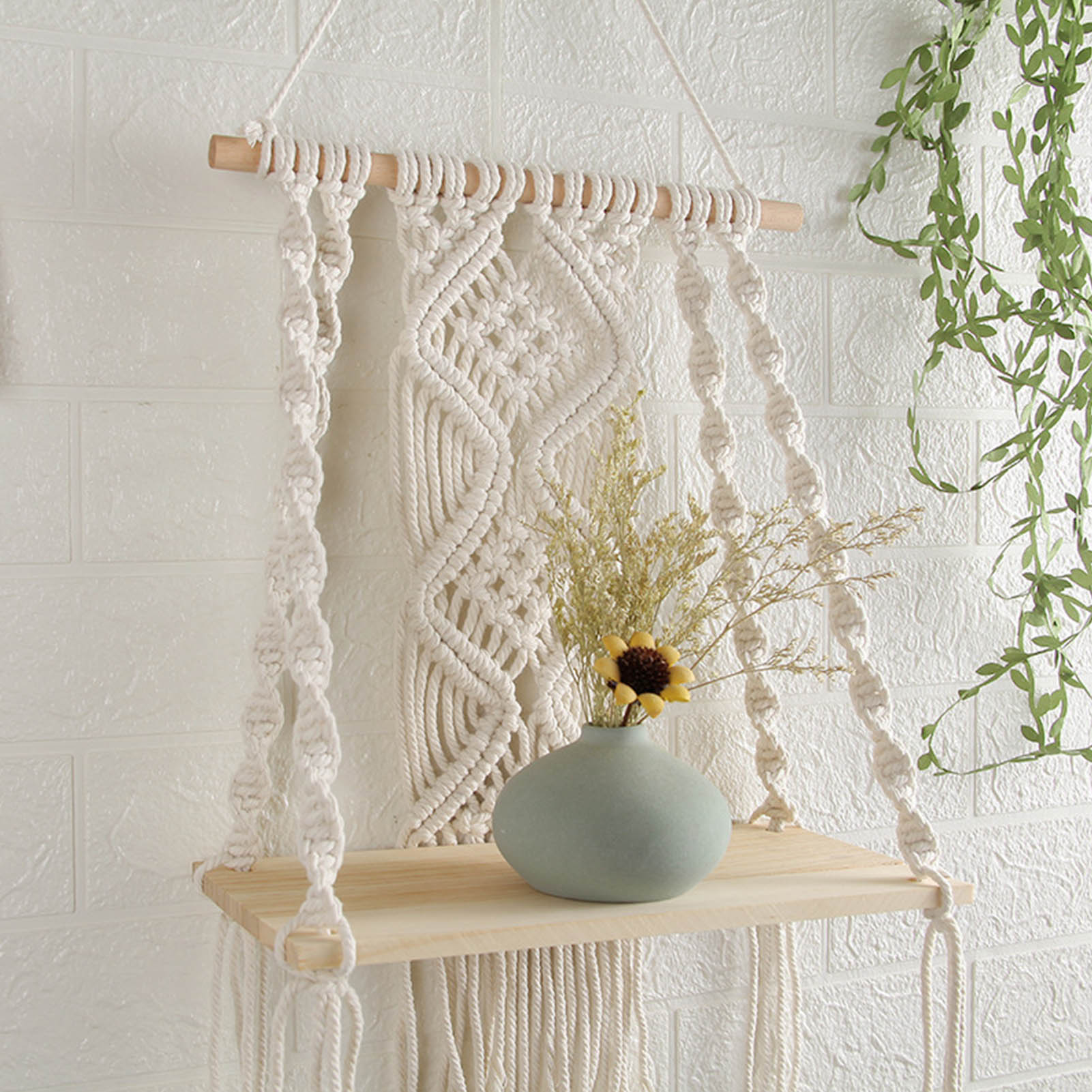 Bohemian Decor Wall Hanging Shelf Handmade Tapestry Cotton R