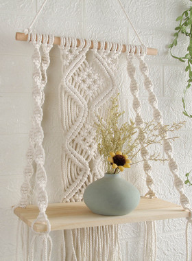 Bohemian Decor Wall Hanging Shelf Handmade Tapestry Cotton R