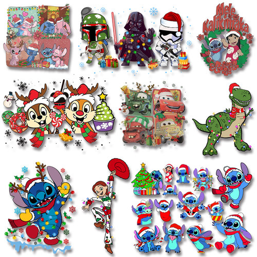 Merry Christmas for Disney Stitch Lilo Cars Toy Story Heat T