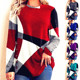 Winter Sleeve Button Contrast Women Full Geometric Long Prin