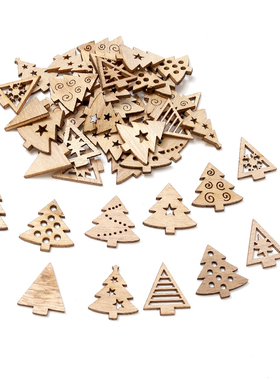 50PCs Wooden Christmas Decorations Snowflake Santa Clause Pe