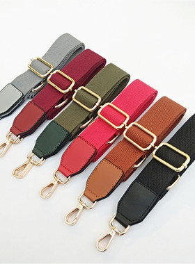Luxury Pure Color Cotton Webbing With Pu Leather Long Should