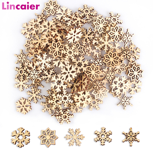 Decorations Christmas DIY Snowflakes 50pcs Wooden