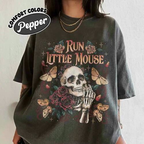 Run Little Mouse Comfort Rose Skeleton Unisex Top Dark Roman