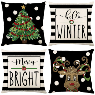 Pillow Cush LuanQI Decor Winter Linen 45x45cm Christmas Case