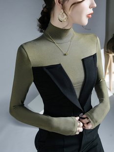 High-necked Long-sleeved T-shirt Women's Autumn and Winter N