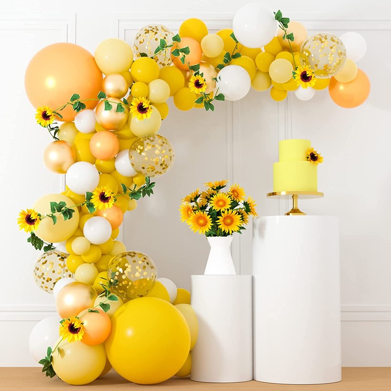 127Pcs Sunflower Themed Yellow Balloons Garland Arch Kit for