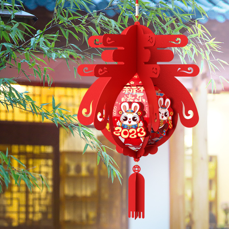 Red Chinese Lantern DIY Decorations for New Year Bunny Sprin