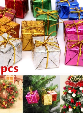 12/24pcs Mini Christmas Ornaments Foam Gift Box Xmas Tree Ha