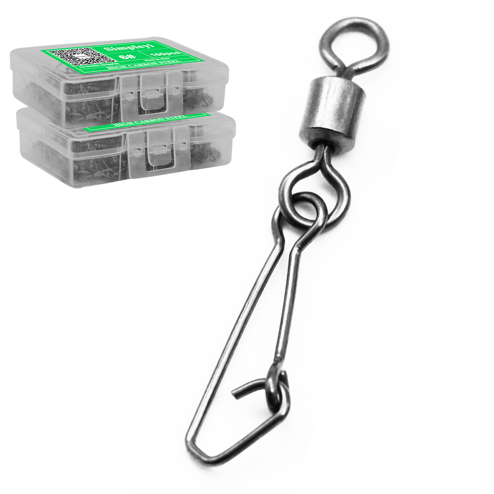 50/100PCS Fishing Connector 3/0#-14# Barrel Swivels Snap Rol