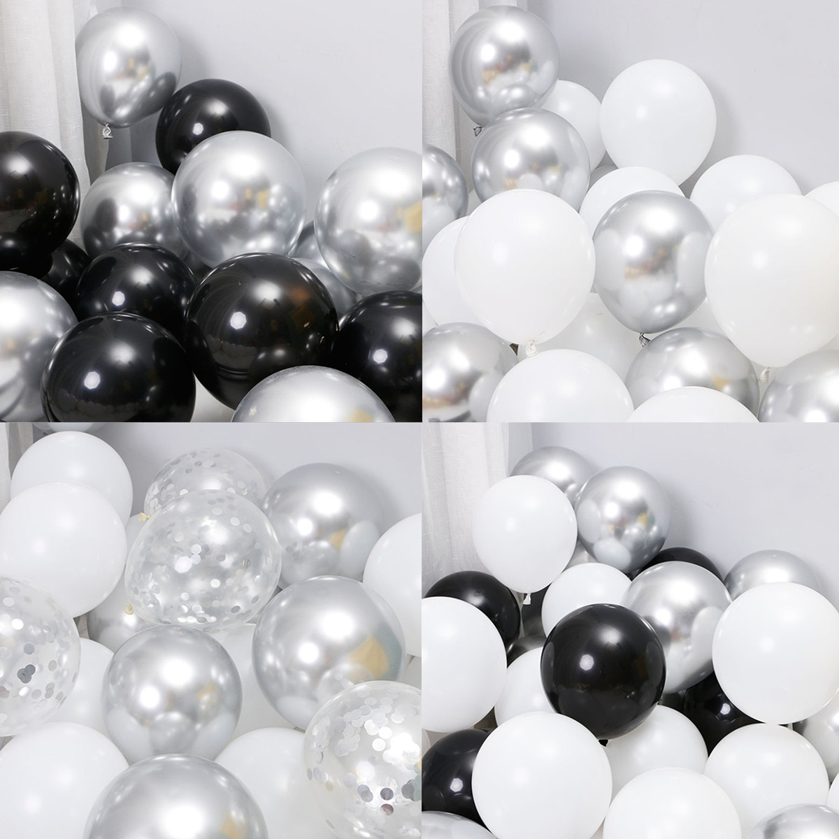50pcs black white silver pearl latex confetti balloons new y