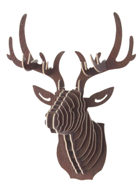 3D Wooden DIY Animal Deer Head Art Model Home Office Wall Ha