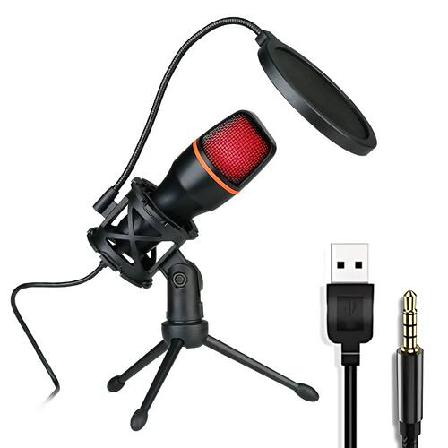 Professional Condenser Microphone Kit with Tripod Stand RGB