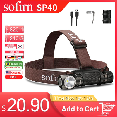 Sofirn SP40 Headlamp LED EDC 18650 Rechargeable Head Lamp 12