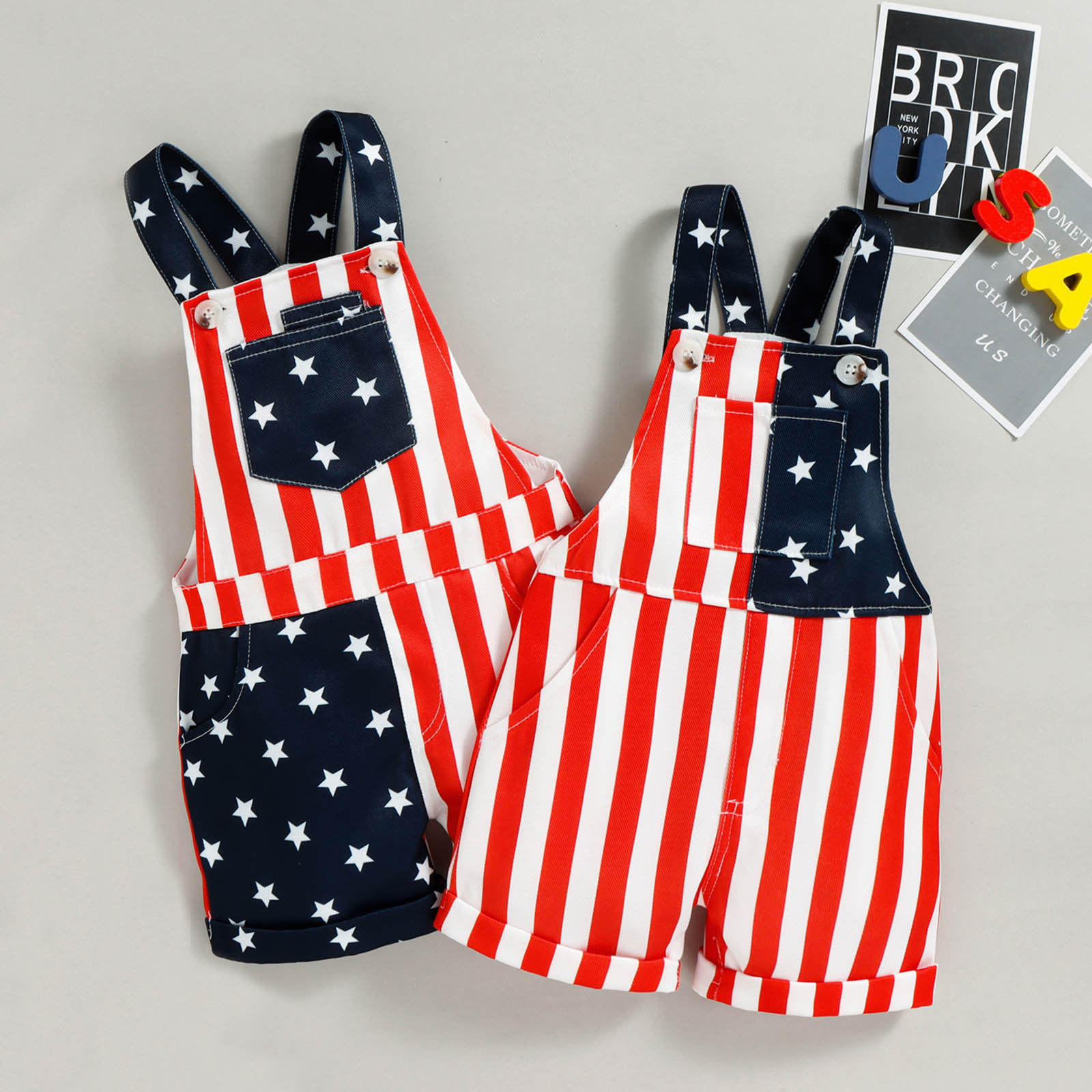 boys girls baby clothes independence day stars striped print