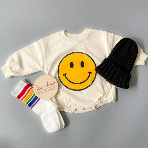 2022 Cute Infant Baby Boy Girl Romper Cartoon Smile Print Ro