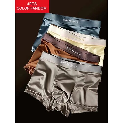 4pcs Luxury Summer Smooth Cool Satin-like Men's Boxer Shorts