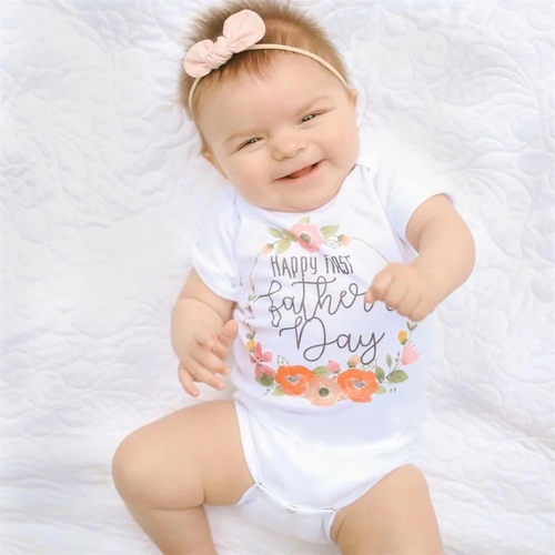 Newborn Infant Baby Boys Girls Bodysuit 1st Father's Day Let