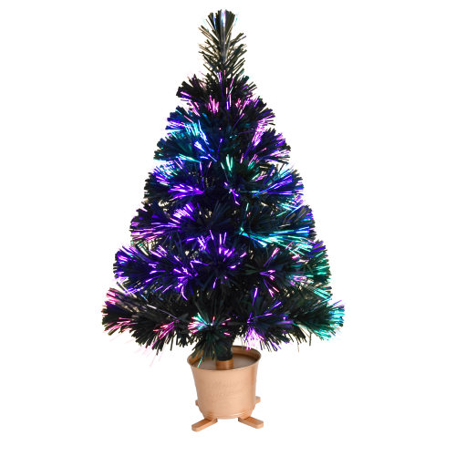 24 Green Pre-lit Mini  Fiber Optic Tabletop Artificial Chris