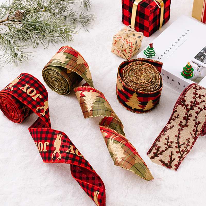 5M Length 6cm Wide Merry Christmas Ribbon Bows DIY Xmas Tree