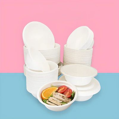 50 Pcs 13x10cm Sugarcane Pulp Bowls, Biodegradable Disposabl