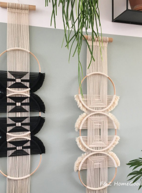 Creative Wooden Round Cotton Wall Decoration Macrame Wall Ha