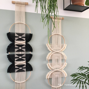 Creative Wooden Round Cotton Wall Decoration Macrame Wall Ha