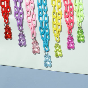Hesiod 2021 Candy Color Mini Bear Necklace for Women Girl Ch