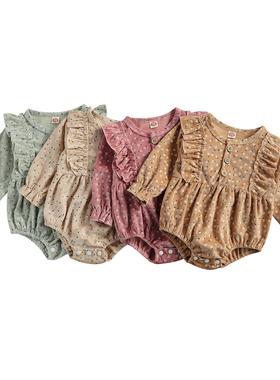 0-18M 4 Colors Newborn Baby Girls Boys Bodysuits Flowers Pri