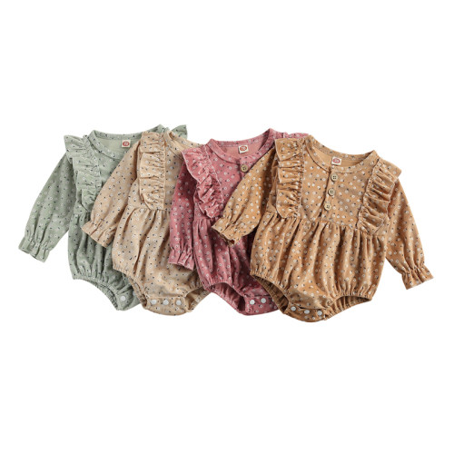 0-18M 4 Colors Newborn Baby Girls Boys Bodysuits Flowers Pri