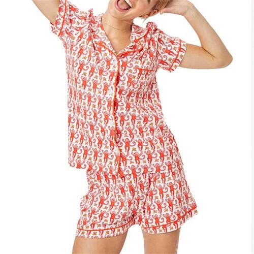 Monkey Print Short Sleeved Spring/summer New Pajama Set Two