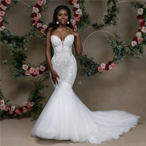 African Sweetheart Mermaid Wedding Dress 2022 New Strapless