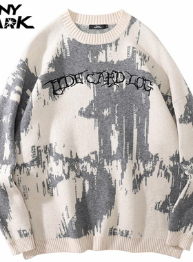 2022 Men Hip Hop Streetwear Knitted Sweater Pullover Embroid