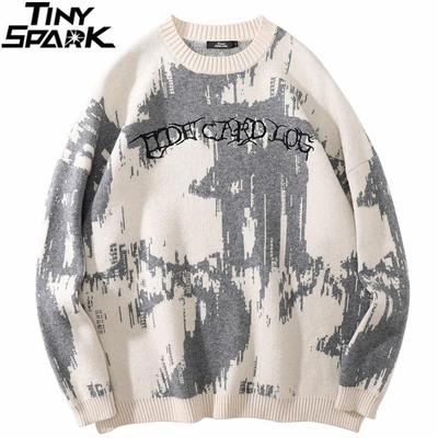 2022 Men Hip Hop Streetwear Knitted Sweater Pullover Embroid