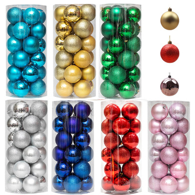 1box 24pcs Christmas Ball Ornaments Matte Electroplating Pea