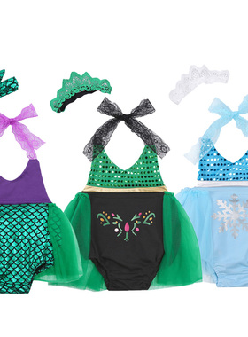 Disney Mermaid Frozen Elsa Anna Costume Baby Girl Romper Dre