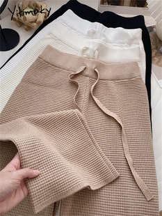 Yitimoky Knitted Wide Leg Pants Women Fall Winter 2022 Draws