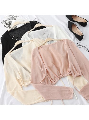 Women Summer Sun Protection Coat Lace Bow Ruffle Cardigan Sh