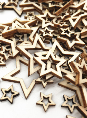100pcs star wood craft diy Arts Scrapbooking Ornament Crafts