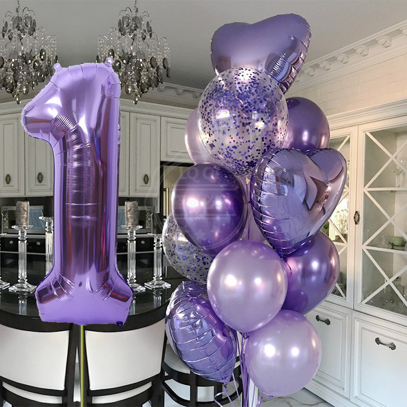 12pcs boy girl birthday balloons 40inch purple number baloon