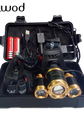 30000lm Head Lamp Zoomable Aluminum Headlamp Light Flashligh