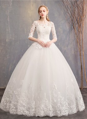 Half Sleeve Wedding Dresses 2022 New Luxury Lace Embroidery