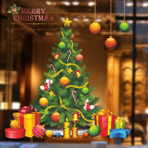 2021 Merry Christmas  wall stickers  supermarket  window gla