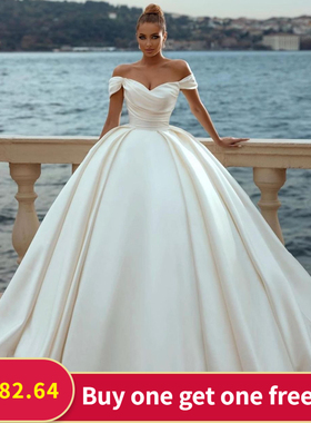 Eightree Sexy White Wedding Dresses 2022 Off Shoulder Sweep